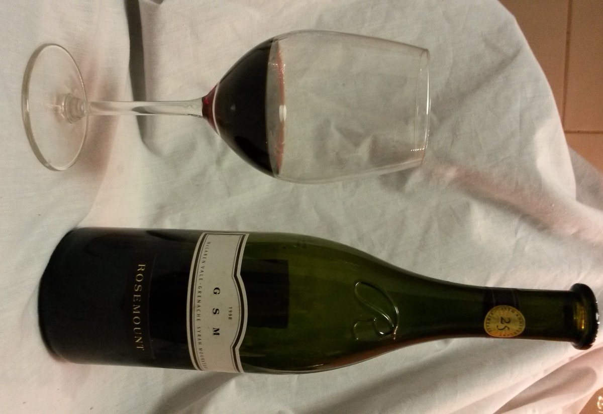 catasonic's tweet photo. Absolutely lovin' this #1998 @RosemountWines #GSM #wine One of my all time favs! Purchased #May #2001. #Cheers! https://t.co/U7SbUNTLMS