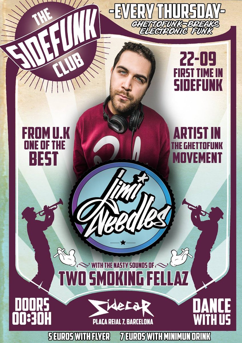 SideFunkMusic's tweet photo. Felices de recibir a @jimineedles en pista un dia antes de su concierto en el @festivalBAM c/ @ephemeralsmusic #thesidefunkclub @SIDECARbcn https://t.co/rJ3ANGz6fz