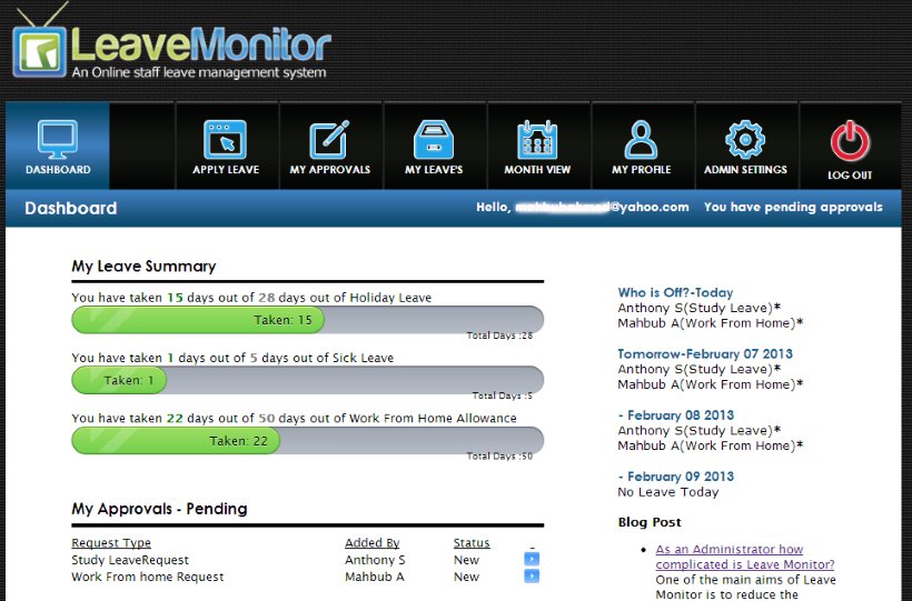 LeaveMonitor's tweet image. #staffmanagementsystem an online leave management software overcomes all your management problems. bit.ly/1HWHI6k