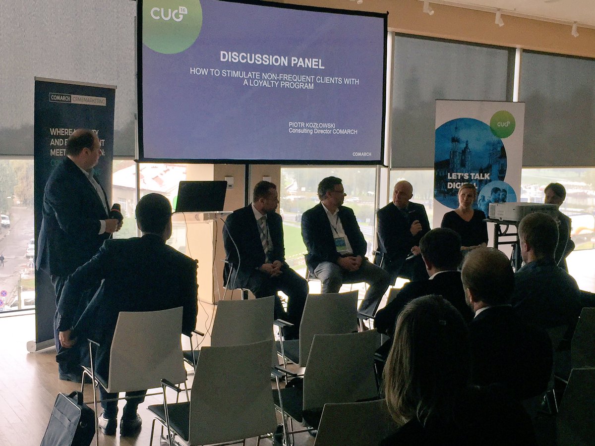 Comarch_CRM's tweet photo. Amazing insight from Piotr and the panel on 'How to Stimulate Non-Frequent Clients With a Loyalty Program' #CUG2016 #Travel https://t.co/UCck8bGxpN