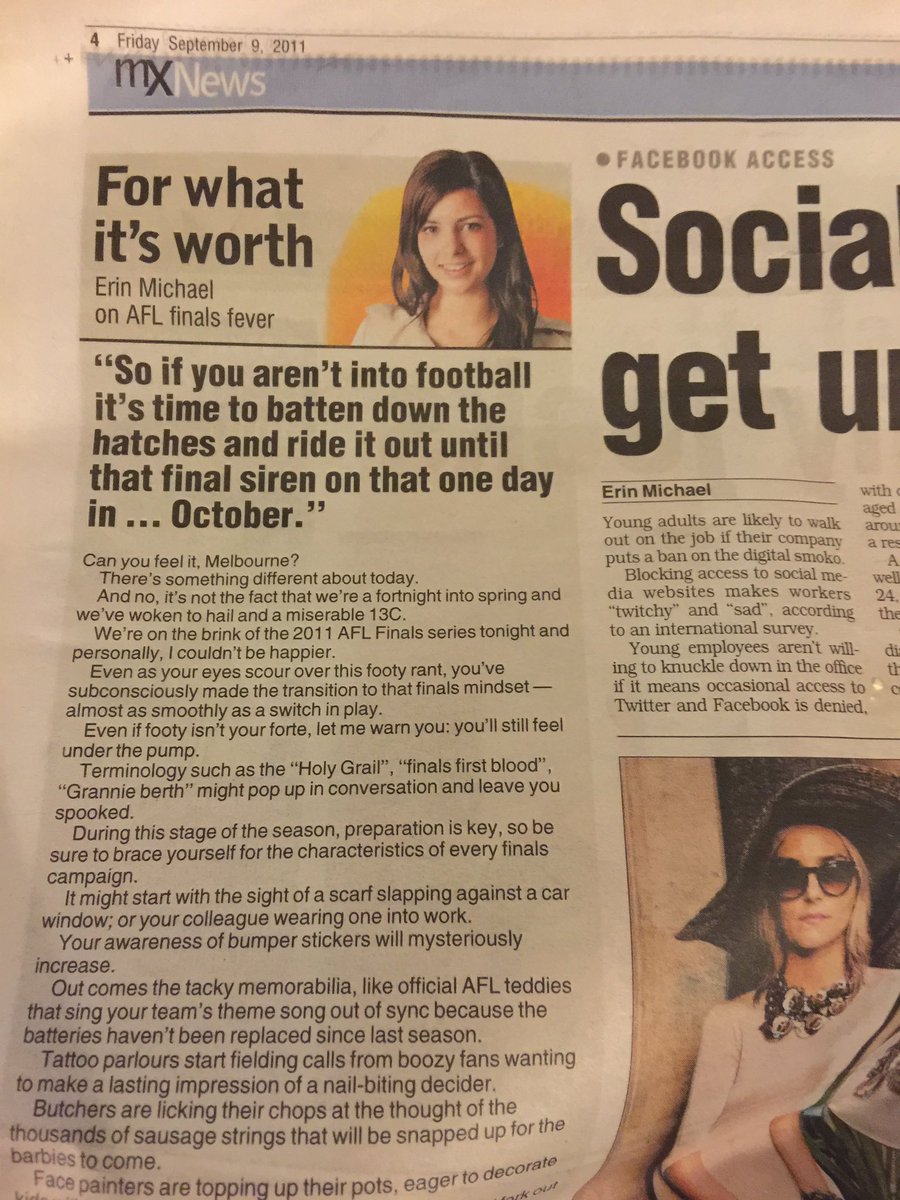 erinmarie_7's tweet photo. Digging through old newspapers tonight for a home project.
This seems timely 😅 #AFLFinals #ripmx https://t.co/9c3caerkOX