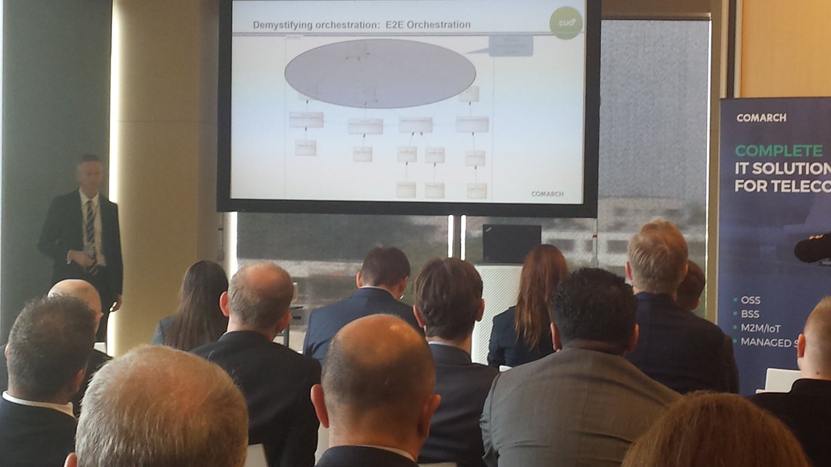 Comarch_Comms's tweet photo. Lukasz Mendyk is demystifying orchestration during his presentation at #CUG2016 #NFV #SDN #Comarch https://t.co/ZvVwpOvB8G