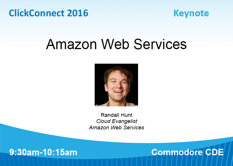 ClickSoftware's tweet photo. .@ranman of @awscloud is here to discuss Amazon Web Services #ClickCon2016 https://t.co/fgSOujnIQy