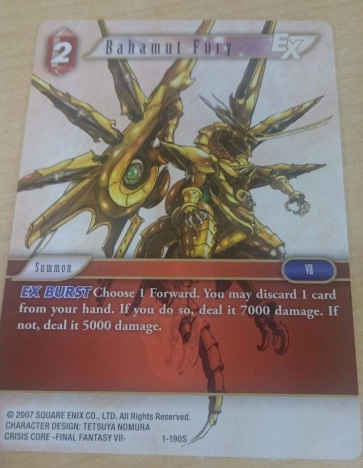 Check out a preview of the Bahamut Fury EX card in the FFVII themed starter deck! #FFTCG #FinalFantasyTCG #FinalFantasy #TCG
