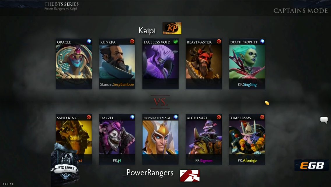 Game 1
<a href="/prdota2/">PowerRangers Dota2</a> vs <a href="/KaipiDota/">Kaipi</a> | bo2 | <a href="/BeyondTheSummit/">Beyond The Summit</a> 
LIVE en: twitch.tv/beyondthesummit