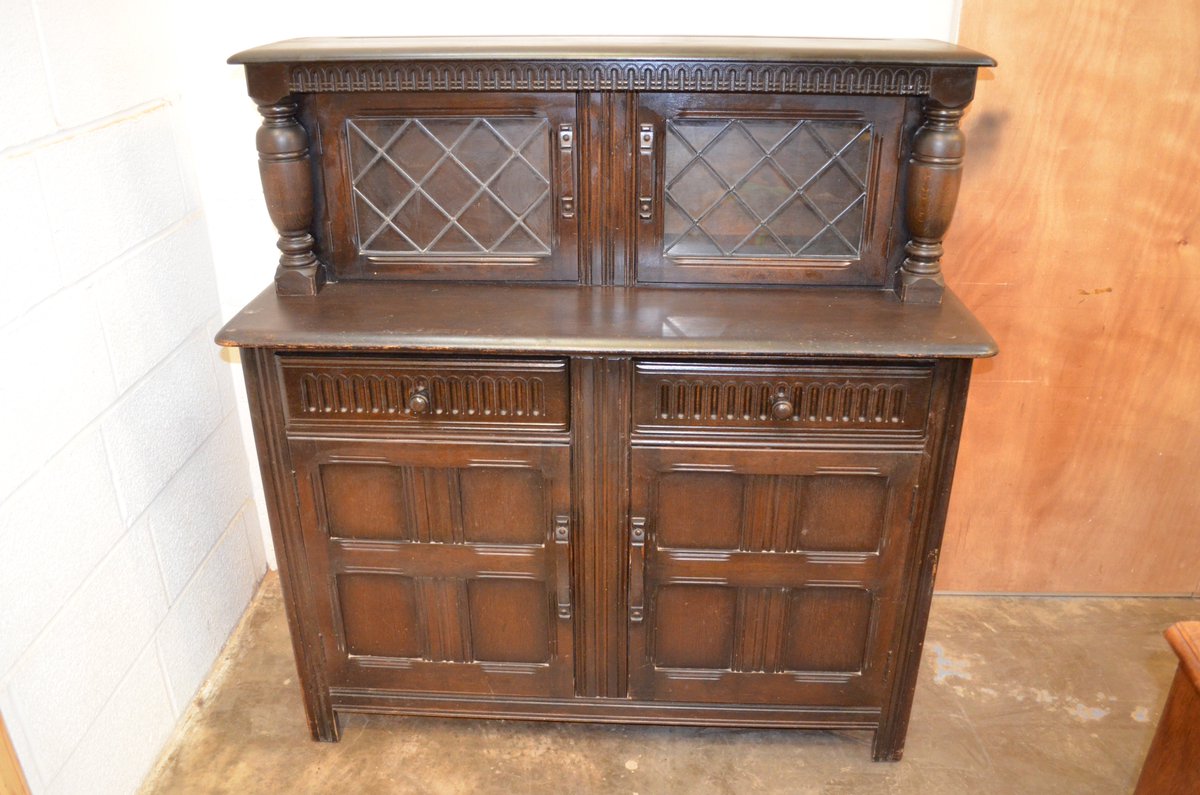 FP4UManchester's tweet photo. 1980s priory court cupboard in for a colour change from dark oak to light oak #No1 #French #polisher #Manchester https://t.co/fpR86lyYHk