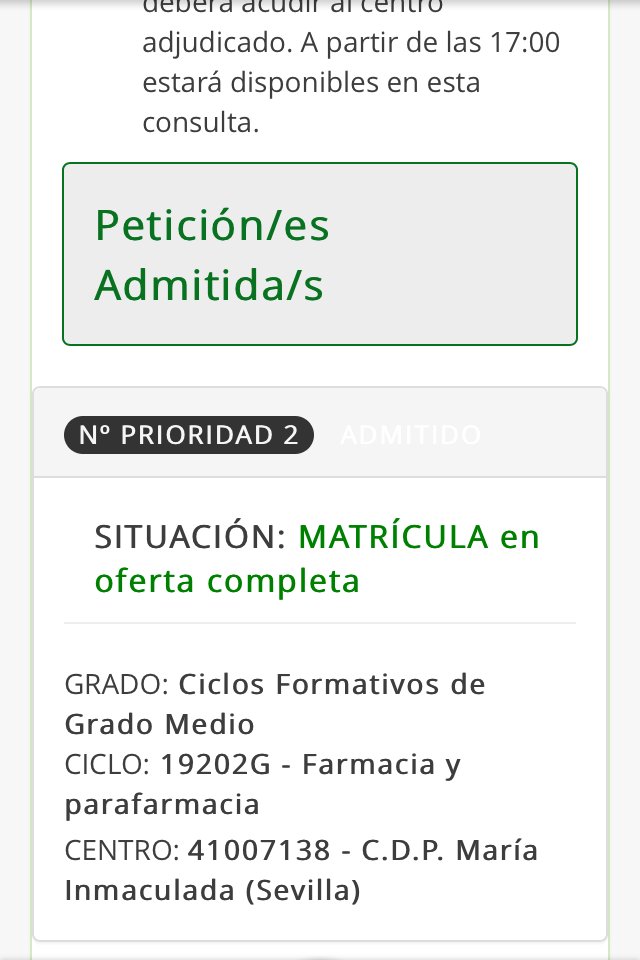 Pereabea's tweet photo. Admitida!! ☺️ #terceraAdjudicacion https://t.co/V5QbYowUuI