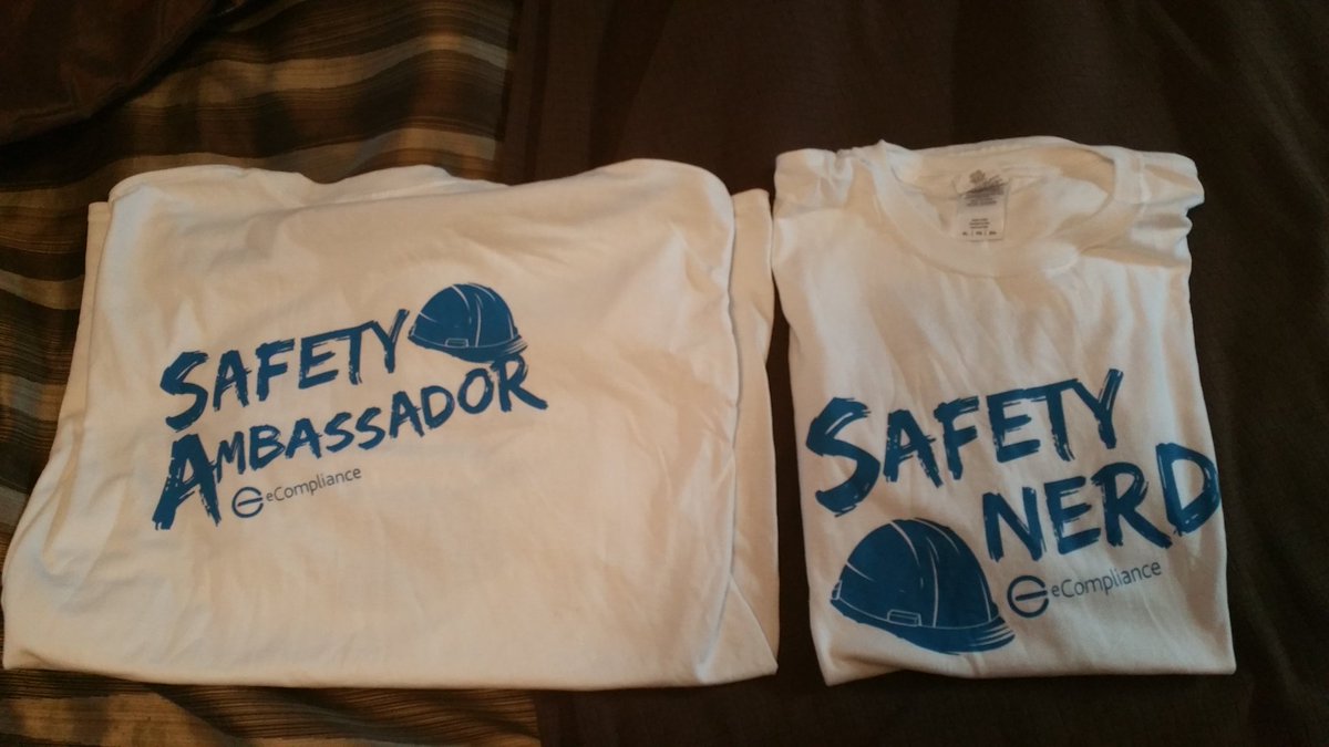 IAMBenBaker's tweet photo. Thanks to @eCompliance for the his and hers #safetynerds shirts. Can't wait to wear them. Ben #cssepdc2016 https://t.co/Ee1r7KyiIK