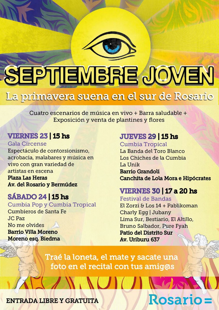 juventudrosario's tweet photo. #SeptiembreJoven #PPJ2016 La primavera suena en el #DistritoSur
@SDSRosario https://t.co/hC3MdtDtaP