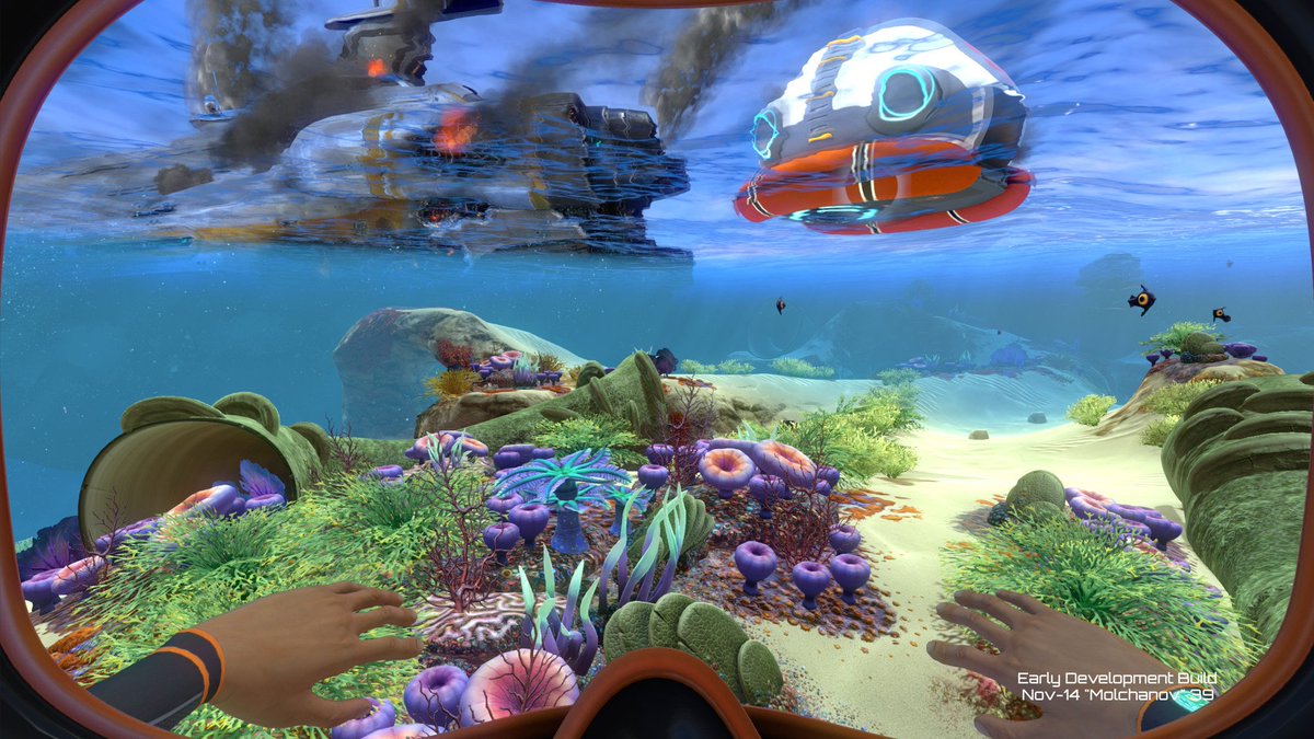 alemerson's tweet photo. @britishgaming Considered Subnautica to discuss? Atmospheric, limited obvious story, crafting mechanic? Its so good, and still being built. https://t.co/G5H2rlZkVd