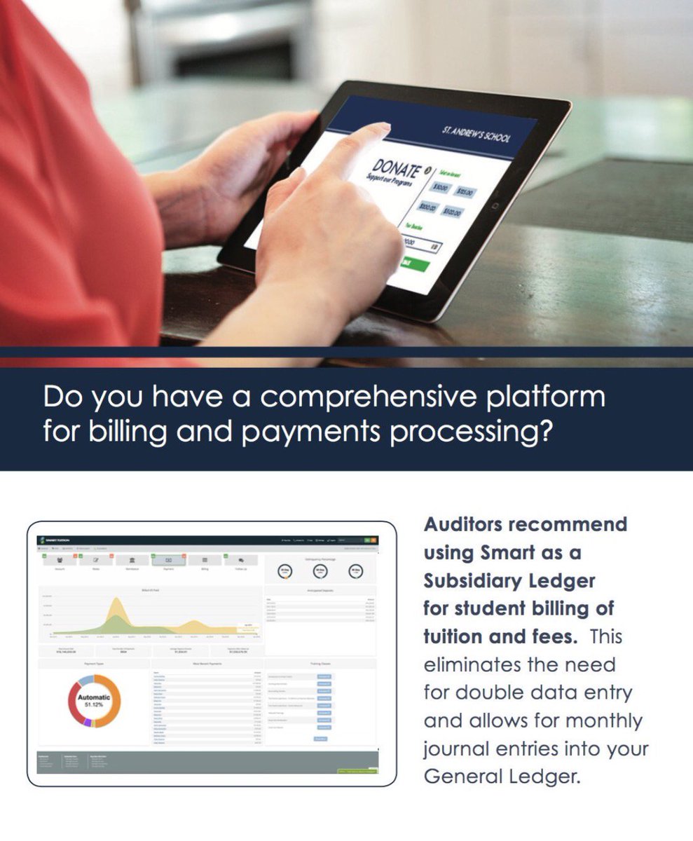 SmartTuition's tweet image. #Auditors recommend using Smart as a #SubsidiaryLedger for student billing of tuition and fees.