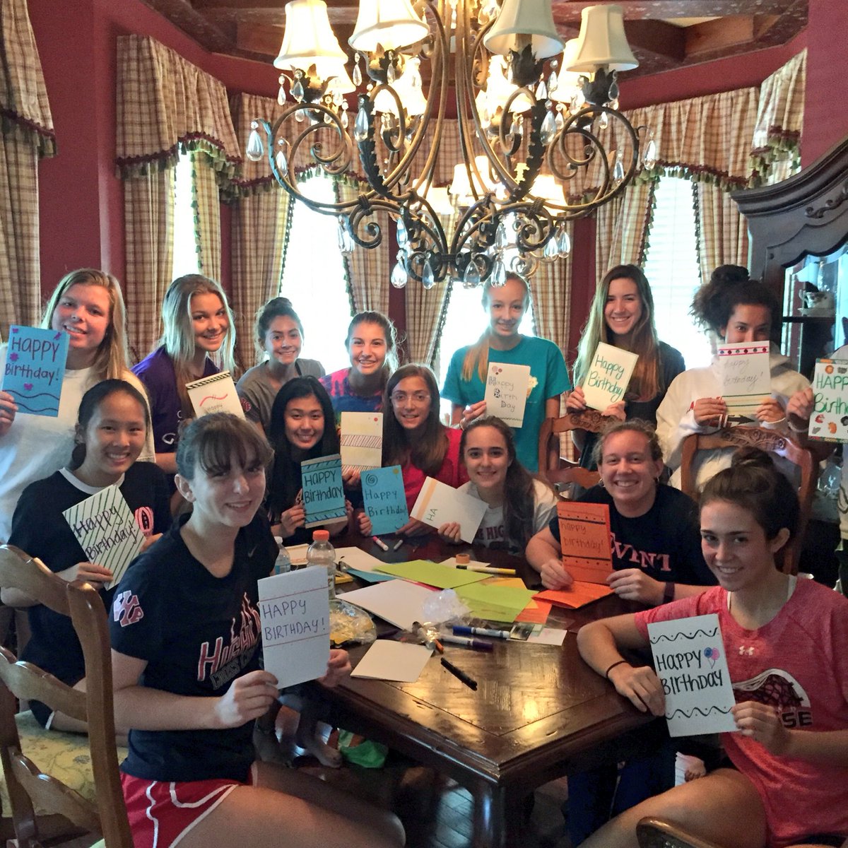 LHP Girls XC made over 200 birthday cards for foster children this morning after a long run! #highlanderheart