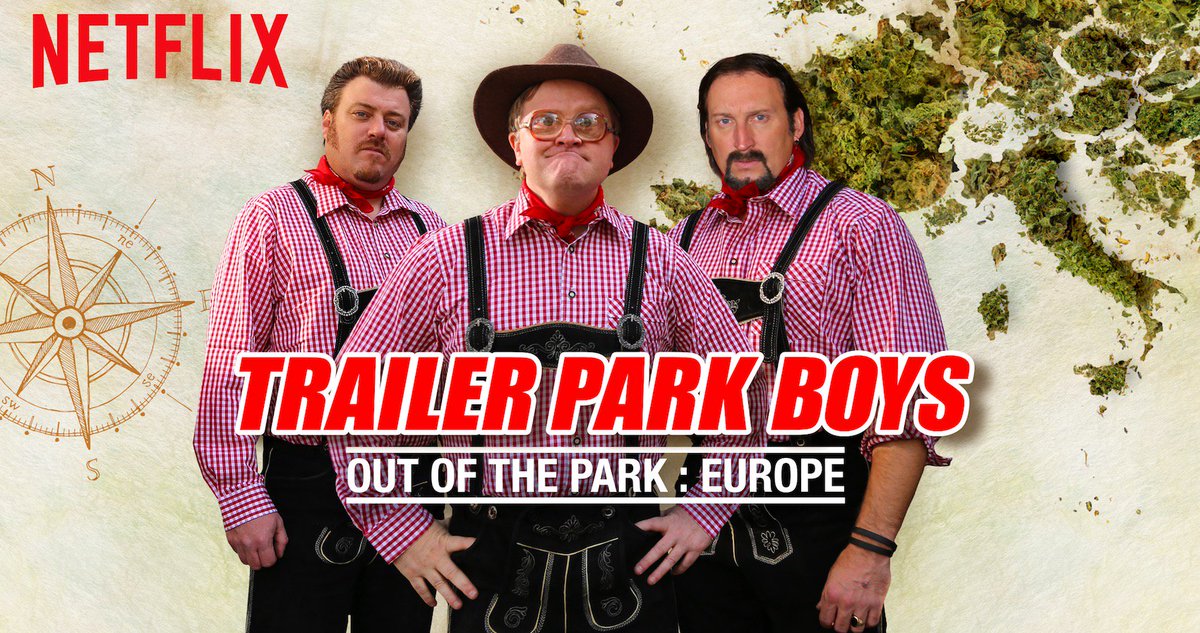 trailerparkboys's tweet photo. Deee-cent news! 'Trailer Park Boys: Out Of The Park Europe' eight-part adventure to be unleashed on @Netflix Oct 28!  #OutOfThePark https://t.co/90ImKqwW5j