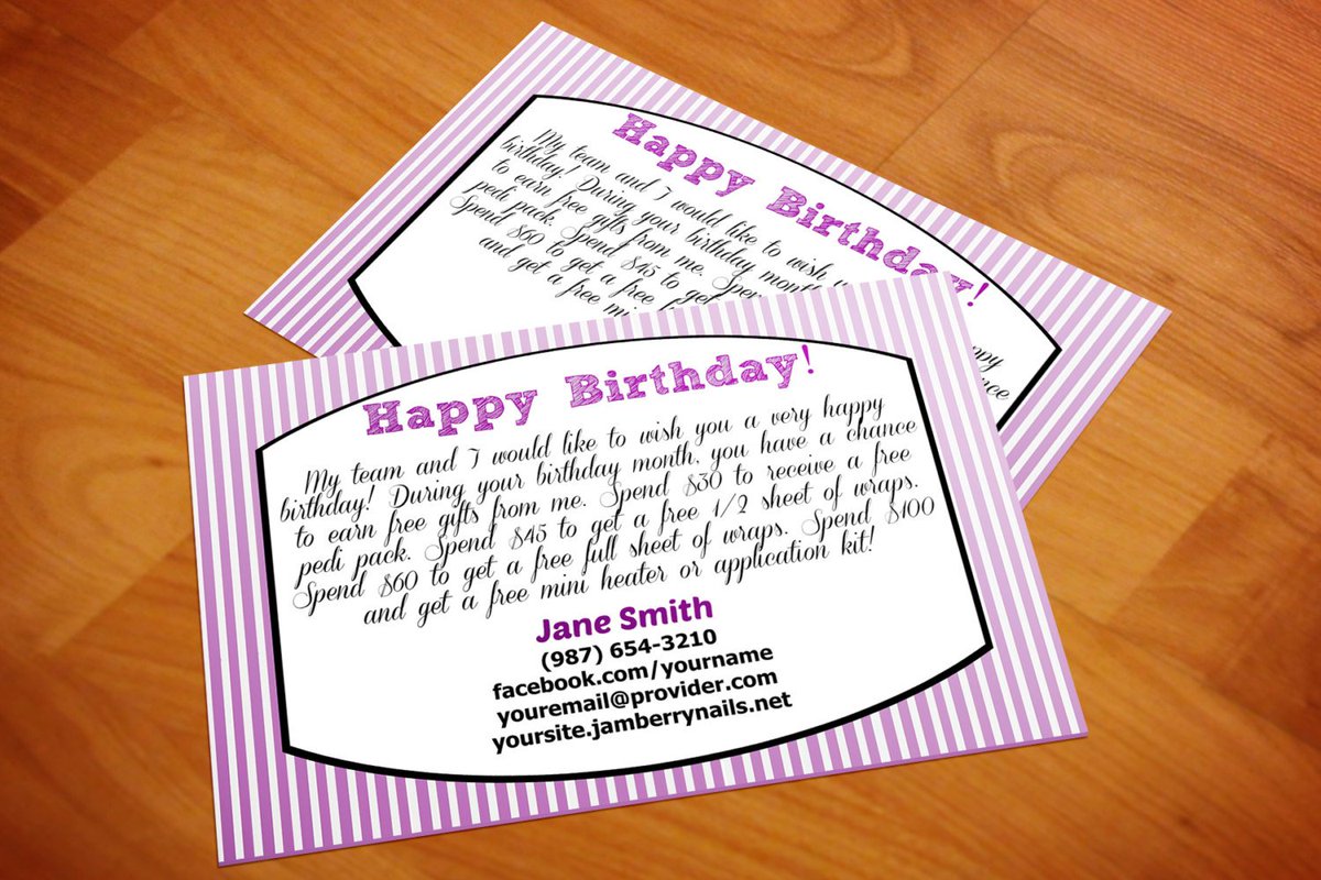NailWpPrintShop's tweet photo. Birthday Mailer Card in Light Purple Stripes - Customizabl… https://t.co/COGguRtFoM #NailWrapPrintShop #JamberryCard https://t.co/OMDd5F0nYk