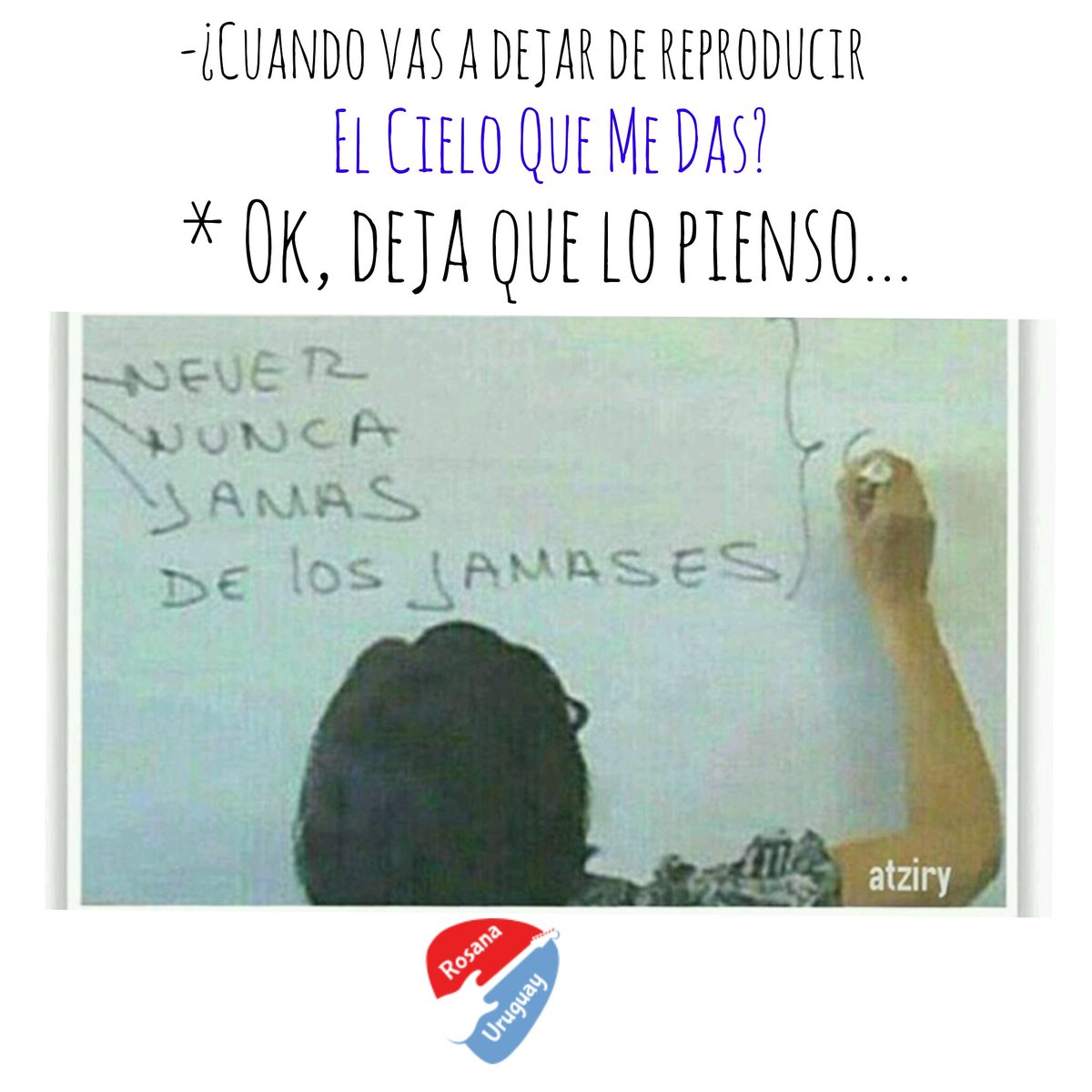 UruguayRosana's tweet photo. Vamos a reproducir en YouTube y Spotify #ElCieloQueMeDas de @RosanaOficial 😹😹😹 #FelizMiercoles https://t.co/XYaG6lCyFq