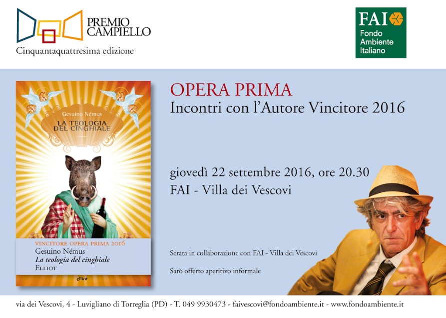 GIOVEDì 22 | VILLA DEI VESCOVI | Incontro con l'autore | 20:30 <a href="/PremioCampiello/">Premio Campiello</a> 2016 | <a href="/stradadelvinoce/">Strada Colli Euganei</a> | <a href="/CaLustraEuganei/">Cà Lustra -Zanovello</a> | <a href="/fattoriaeolia/">Fattoria Eolia</a>