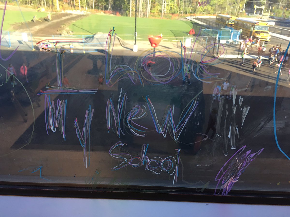 tournesols1et2's tweet photo. A message on the window from last night's Open House #windowwriting #newschool @KanataHighlands @OCDSB https://t.co/Ex2UP8tXT2