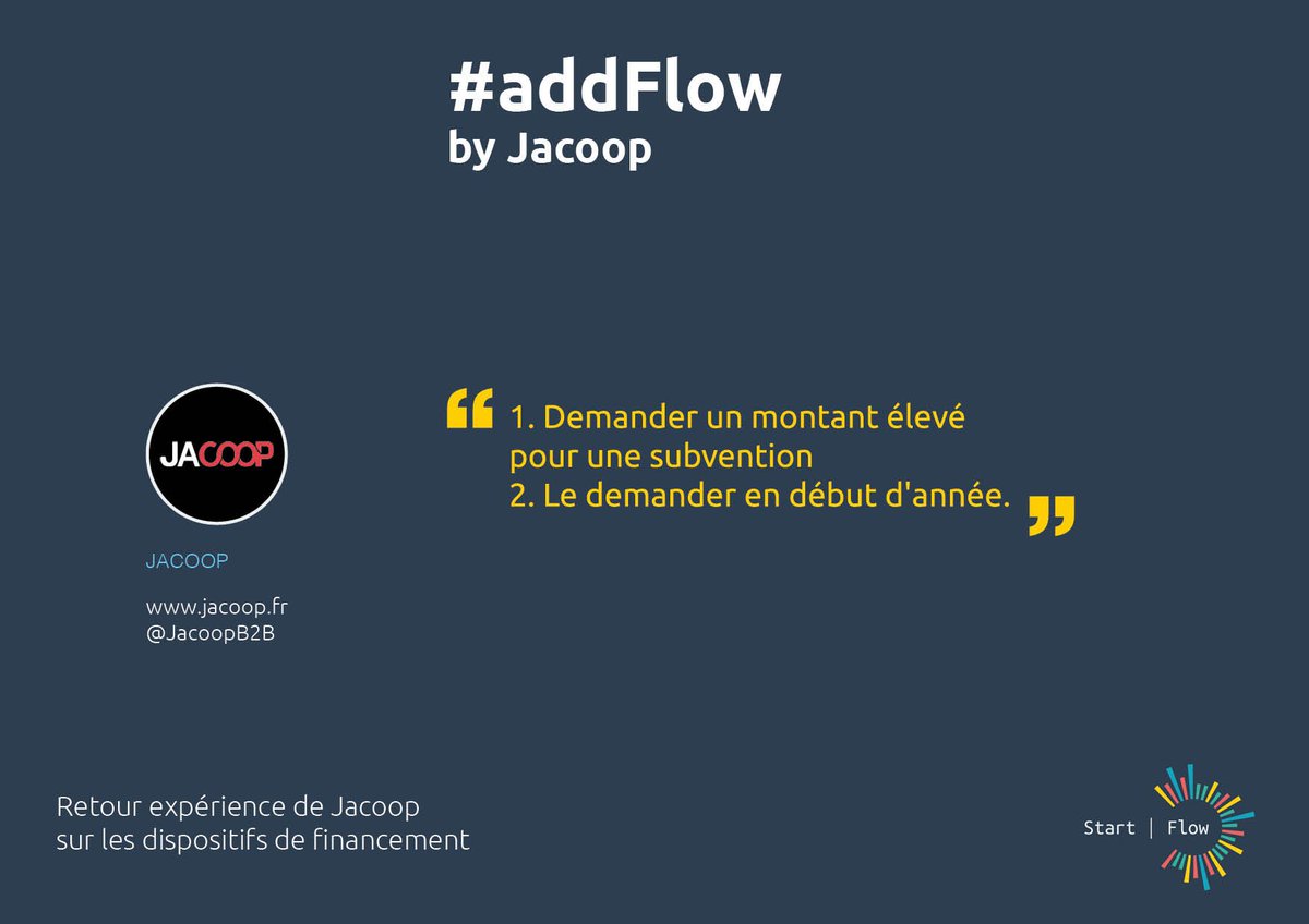 Start_FLow_'s tweet photo. #addFlow @JacoopB2B merci pour ta contribution #astuce #UX #financement #startup #seed https://t.co/LOATer8JnK