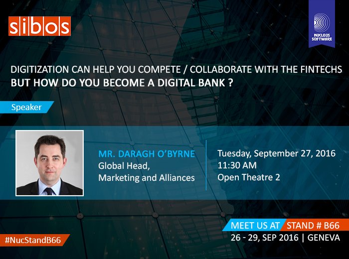 nucleussoftware's tweet photo. How do you become a digital bank? Attend the session by Daragh O’Byrne on Sep27,2016 at11:30 AM https://t.co/A9wxwmvIGI @Sibos #NucStandB66 https://t.co/4PeppLXoJc