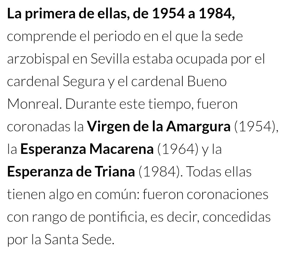 Compañeros de <a href="/pasionensevilla/">Pasión en Sevilla</a>: las coronaciones de la <a href="/Hdad_Amargura/">Hermandad de la Amargura</a> y la <a href="/Hdad_Macarena/">Hermandad de la Macarena</a> no son pontificias, sólo la de la <a href="/EspDeTriana/">Esperanza de Triana</a> (1)