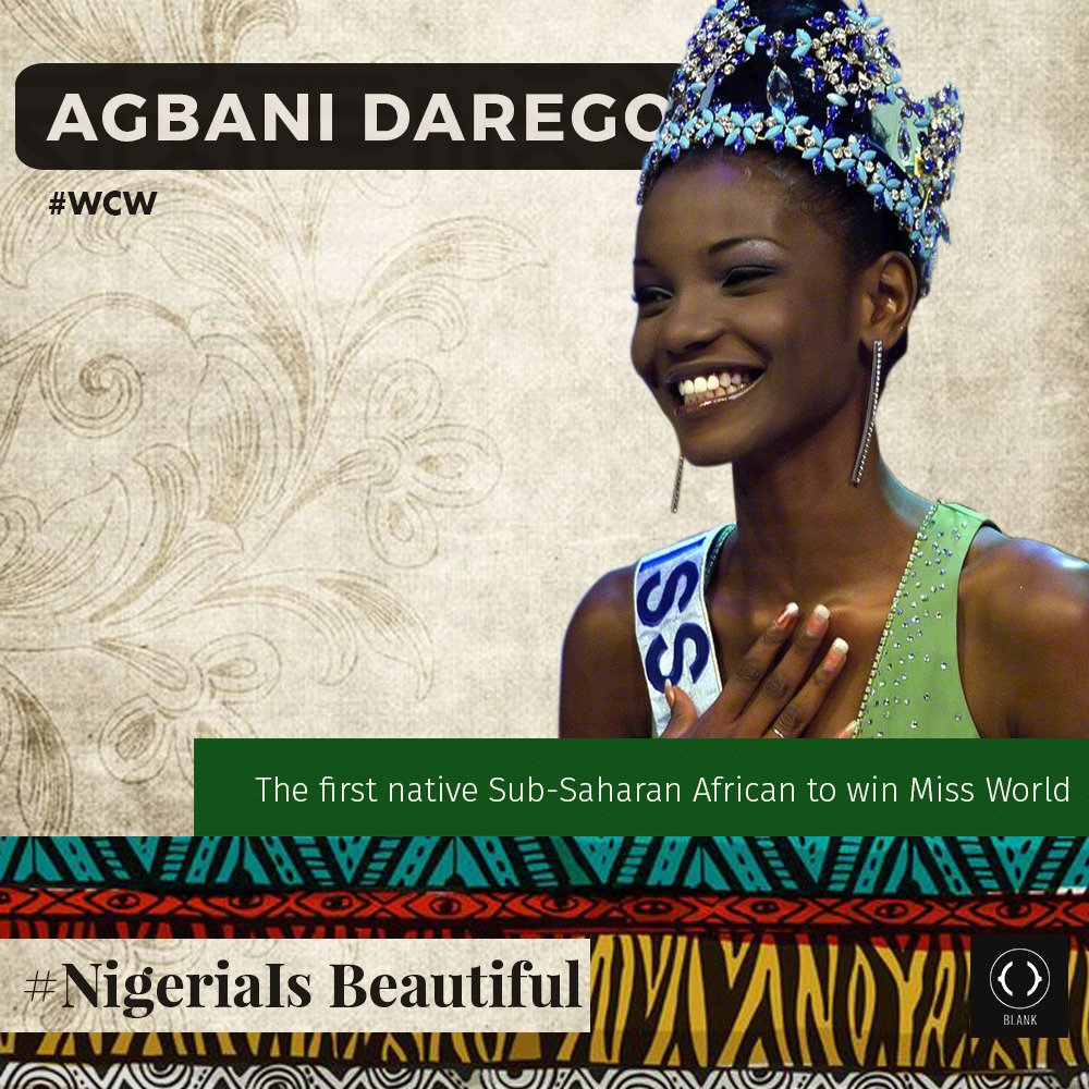 blank_official_'s tweet photo. it's #wcw! and here is to the very 1st sub Saharan african to win the #missworld title.  #Nigeria #NigeriaIs Beauty https://t.co/aUs17mmduc
