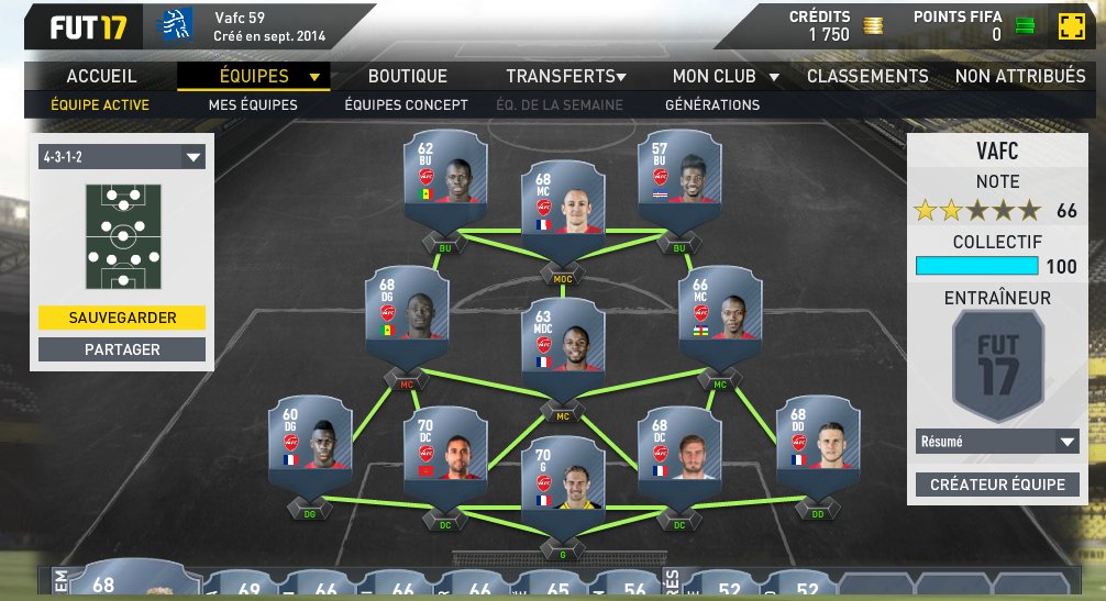 GuiguiMagnier's tweet image. Ma première équipe sur FUT 17 #FUT17WebApp #VAFC