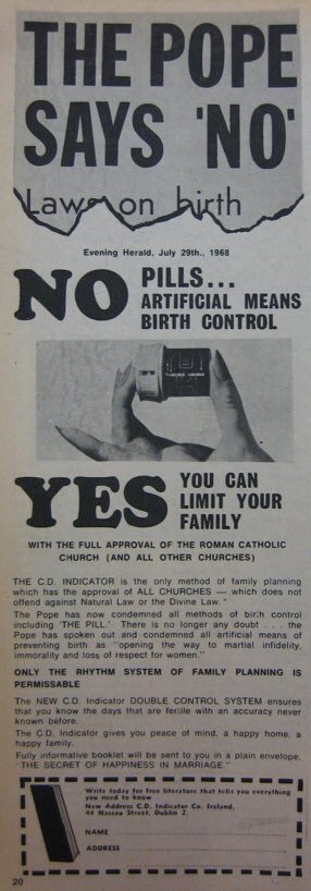 1960sWomen's tweet photo. From Woman's Way, August 1968, 'The Pope Says No' to artificial contraception #modwife #histsex https://t.co/Nxfg7Fy5YC