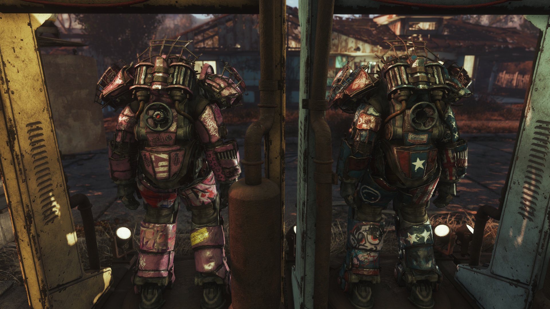ピピ Fo4の元建築士 レイダーパワーアーマーiiのカラーバリエーション Mod Raider Overhaul レイダーパワーアーマーもカッコイイね キャプテンアメリカみたいのとピンクがお気に入り あと１種類で全色揃うから頑張って放浪の旅してこよっと
