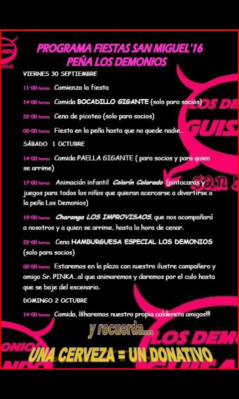 Losdemonios1's tweet photo. @GuisandosLand no olvidéis que aquí está vuestra casa.. Os esperamos. Queremos disfrutar todos juntos!! Arriba esas peñas!!
#vivasanmiguel https://t.co/jAv9kyyq6c