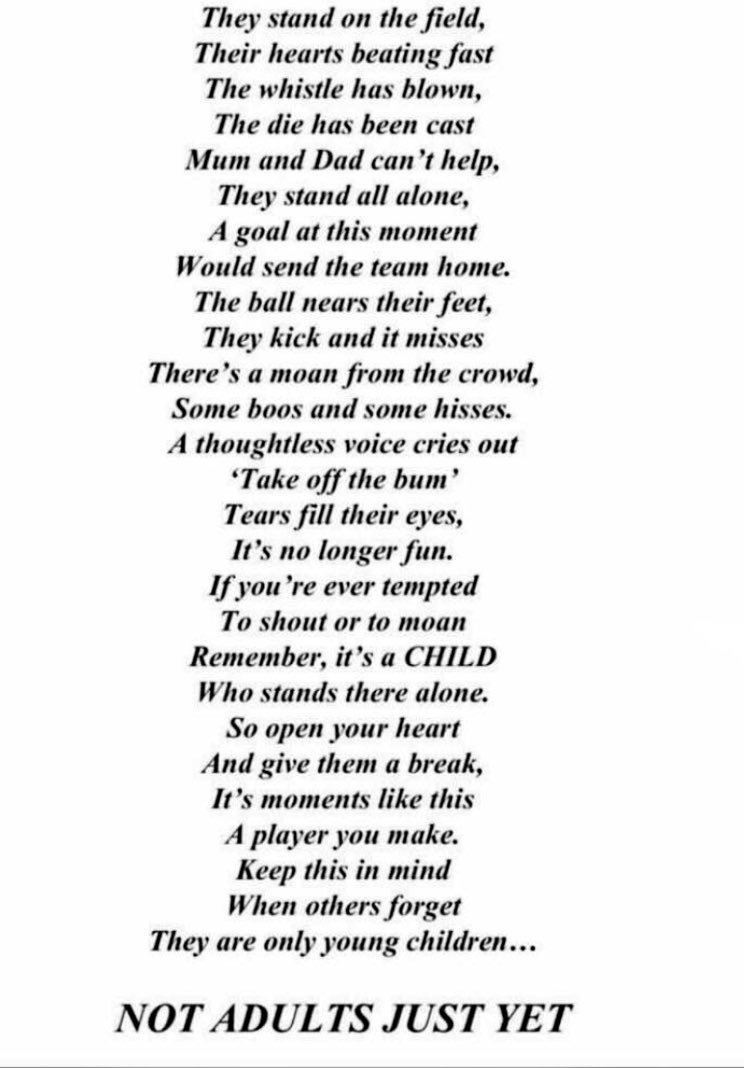 Please read slowly, understand and retweet👍

Has made me think about my own behaviour #Encourage #Enjoy #Smile #MistakesHappen #LetThemPlay