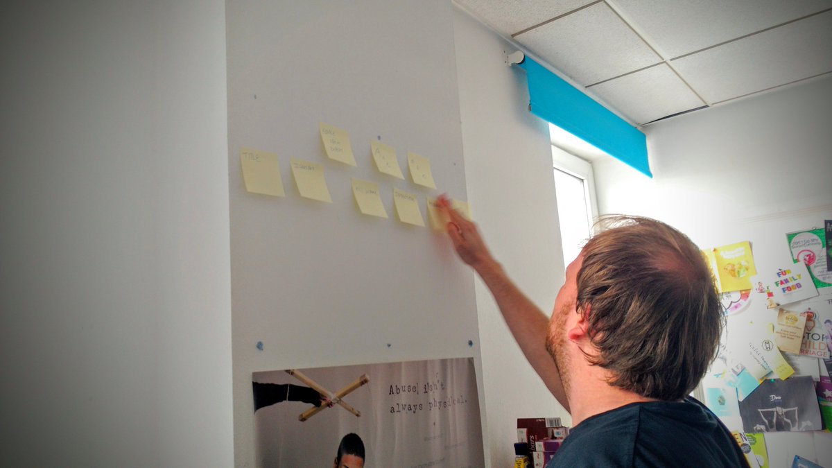 FixersJoe's tweet photo. @RyanFixers Getting back to basics with his edit today #paperedit #postitedit #filmmaking @FixersUK https://t.co/tKlEIYPbW6