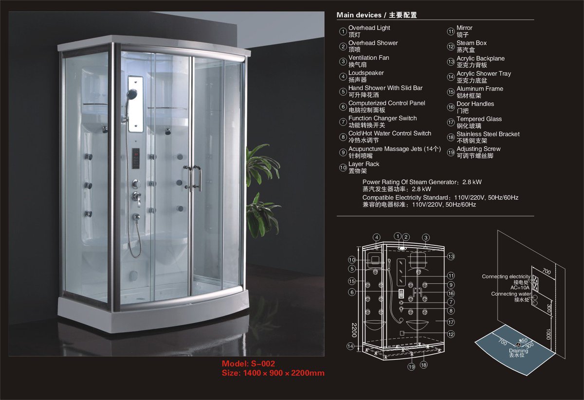 ShengNa_ware's tweet photo. Shengna Steam Room! Size:1400*900*2200mm, PRICE::US $870   #Steam  #shower #bathroom #sanitary @bathrooms4u @Jacuzzi_UK @BurlingtonBaths https://t.co/LfqNbBbitw