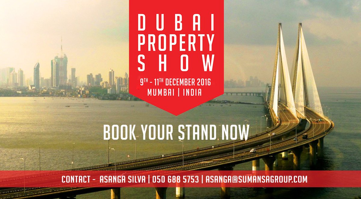 DubaiPrptyShow's tweet photo. The Fifth Edition of The Dubai Property Show will be held in Bandra Kurla Complex, Mumbai from 9-11 December 2016!
Book Your Space! #DPS2016 https://t.co/m2mo5t9syH