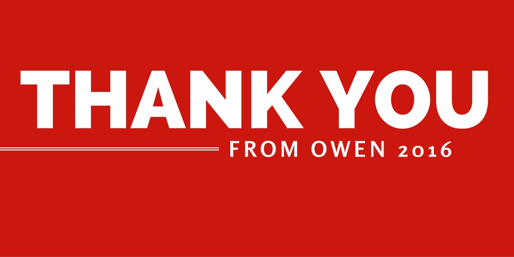 owensmith2016's tweet photo. A massive thank you to everyone for your fantastic support throughout the campaign #Owen2016. https://t.co/HrwJw0uLDm