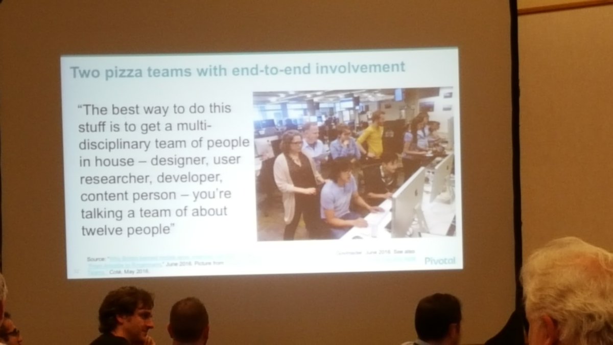 onemorepereira's tweet photo. "Throw 2 pizzas in a room and all of a sudden you've got a #Devops team around them" #DoDDFW https://t.co/MgXcITzXGK