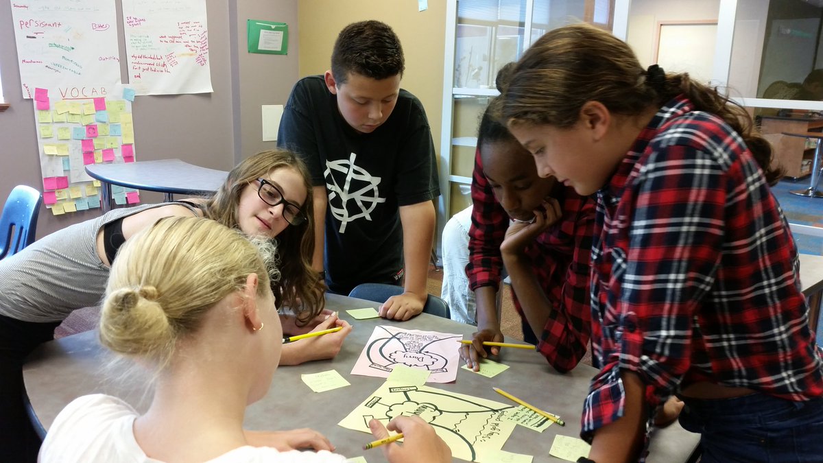 malorie_ss's tweet photo. Literature circles analyzed characters from The Outsiders by choosing adjectives/ quotes, then offered feedback to other groups. #mspds https://t.co/5I5EiWAegX