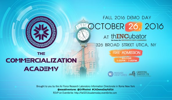 wasabiacademy's tweet photo. Watch selected Fall 2016 @AFRLCommAcademy #startups pitch a judges' panel & audience #CADemoDayFall16 Oct. 26! RSVP: https://t.co/Uo9kGMnrKt https://t.co/PeZBFRlP0i