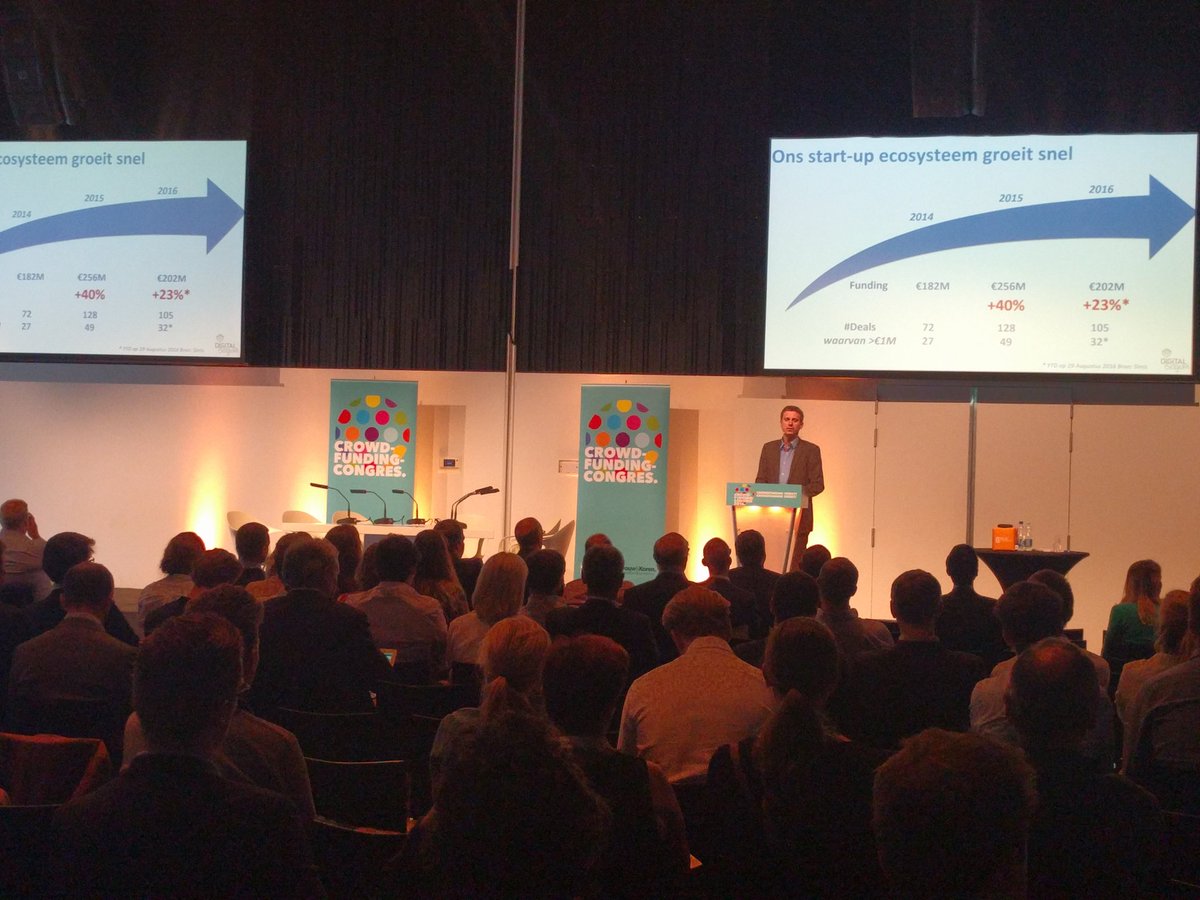 Start-up ecosysteem groeit snel <a href="/LaurentHublet/">Laurent Hublet</a>  @digitalagendaBE op het Crowdfundingcongres 2016 #cfc2016