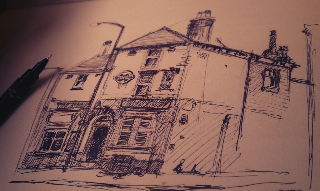 Though for me the best of the bunch was the <a href="/alma_inn/">Alma Inn</a>. A perfect little #rock boozer. #music #Bolton #sketchbook