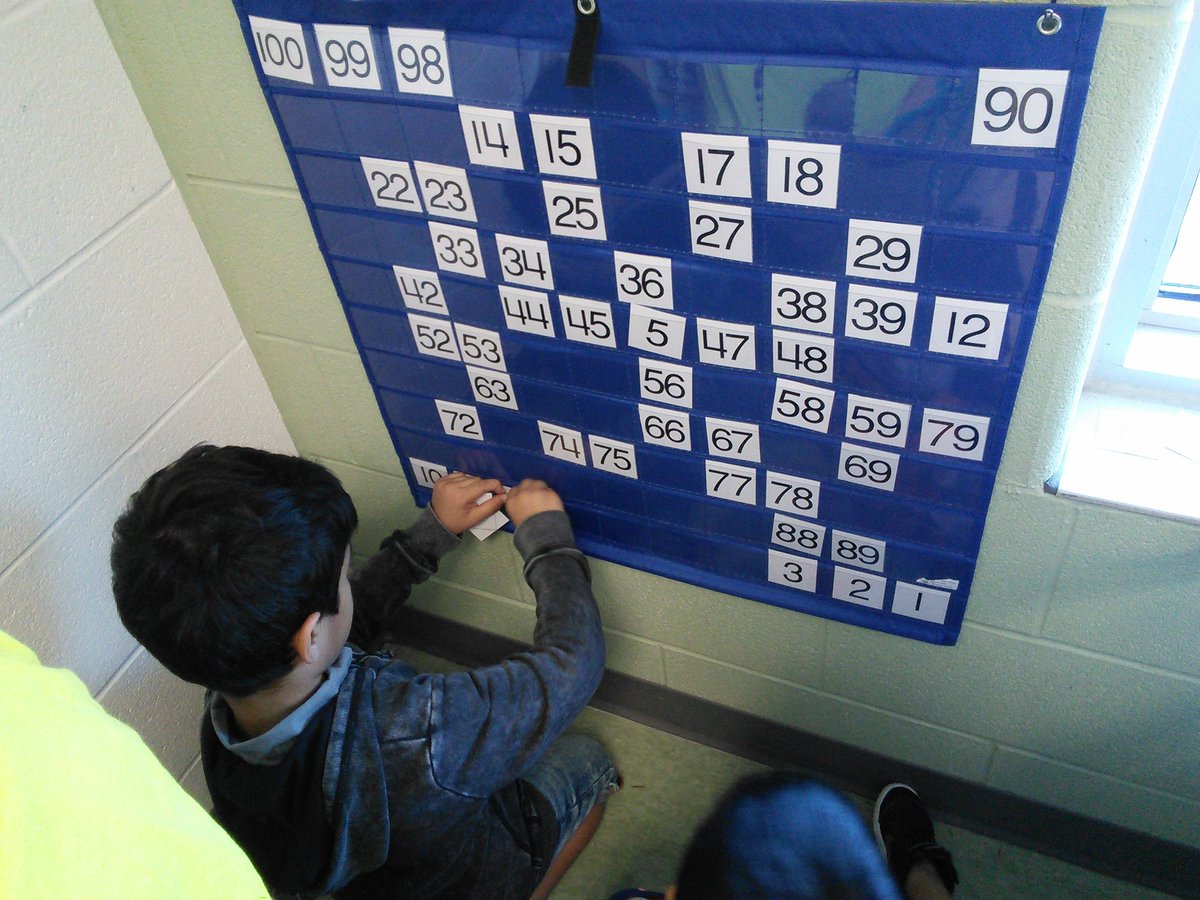 KinderLake128's tweet image. A.A., K.G., &amp;amp; J.L. are building the #100chart backwards! #fdkmath #kindergartenmath #mathiseverywhere