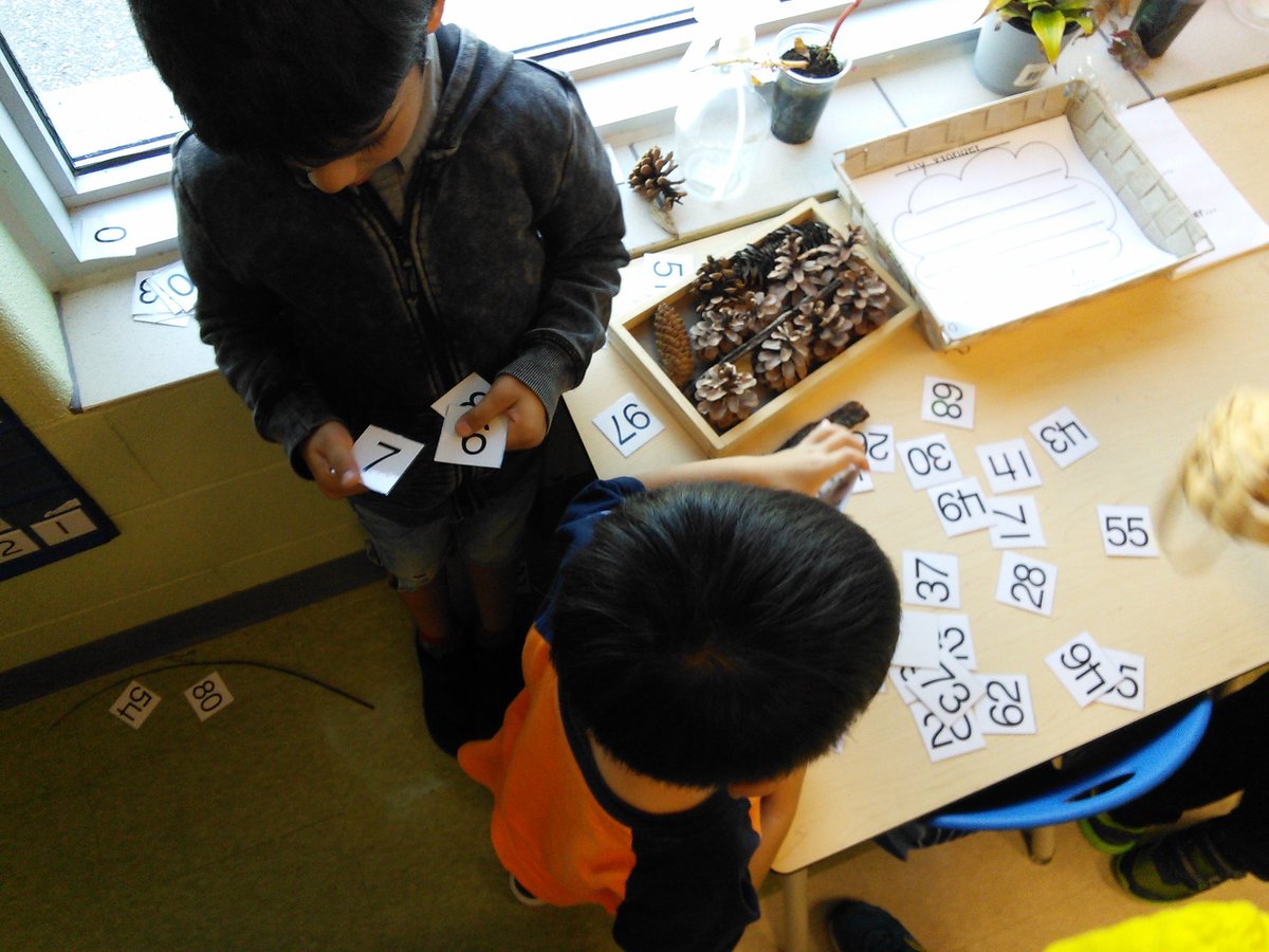 KinderLake128's tweet image. A.A., K.G., &amp;amp; J.L. are building the #100chart backwards! #fdkmath #kindergartenmath #mathiseverywhere