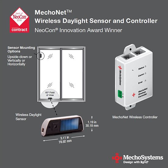MechoSystems's tweet photo. The #awardwinning MechoNet™ Wireless Daylight Sensor and Controller automatically adjusts shades based on light levels. #MechoNetWDS https://t.co/xncAGyPEJH
