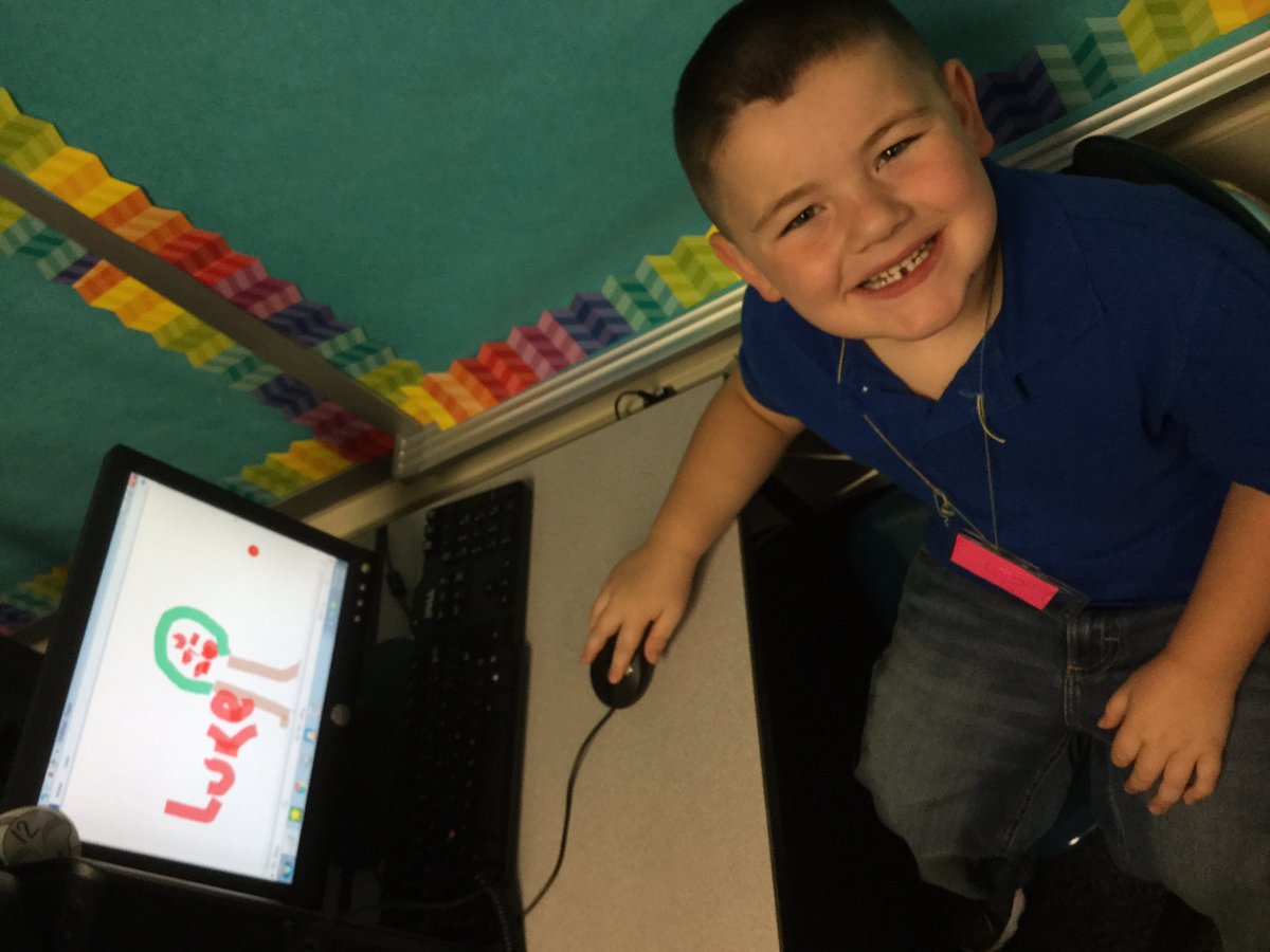 MsGaryKinderTec's tweet photo. In technology we have been learning about Johnny Appleseed and how to draw an apple tree using Microsoft paint. #KinderTechnology https://t.co/5rllesZ6K8