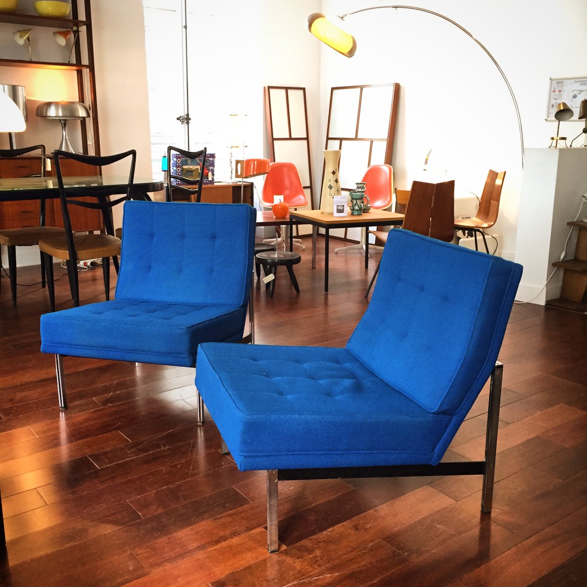 #Vintage #ForSale >> gorgeous pair of blue Parallel Bars easy chairs designed by #FlorenceKnoll ed. #Knoll >> sales@design-only.com