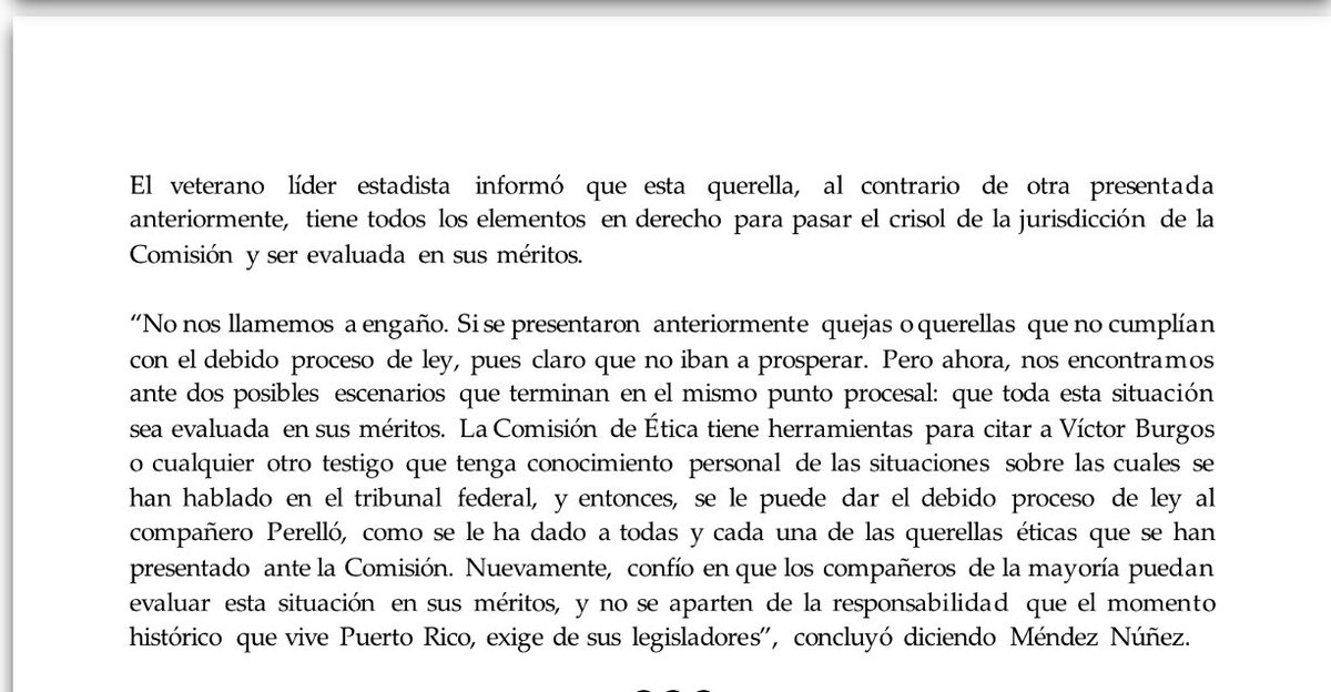 "Asi como David Bernier ha venido a legislatura a cabildear para más impuestos debe venir a la cámara a cabildear a favor de esta querella"