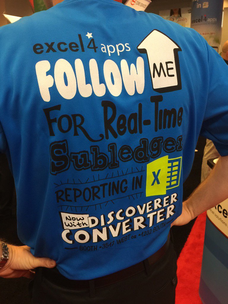 beckywillispro's tweet photo. It's the last day of #OOW16 - have you followed one of my colleagues to #Excel4apps to real time subledger reporting in Excel? @Excel4apps https://t.co/5PTBSatYZU