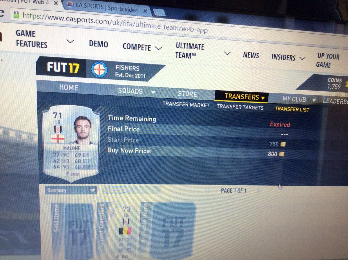 T0MF1SH3R953's tweet image. @EASPORTSFIFA can&apos;t relist player #FIFA17 #FUT17WebApp