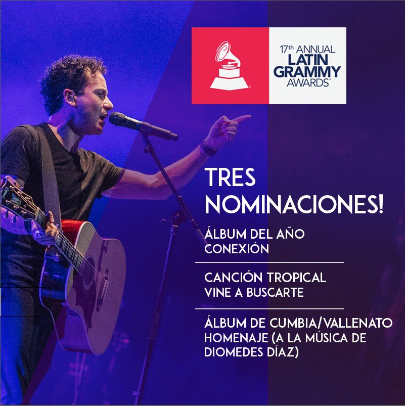 Celebrando estas 3 nominaciones a los <a href="/LatinGRAMMYs/">The Latin Recording Academy / Latin GRAMMYs</a> 💥💥💥💥 Seguimos!! #Conexión #VineABuscarte #Homenaje