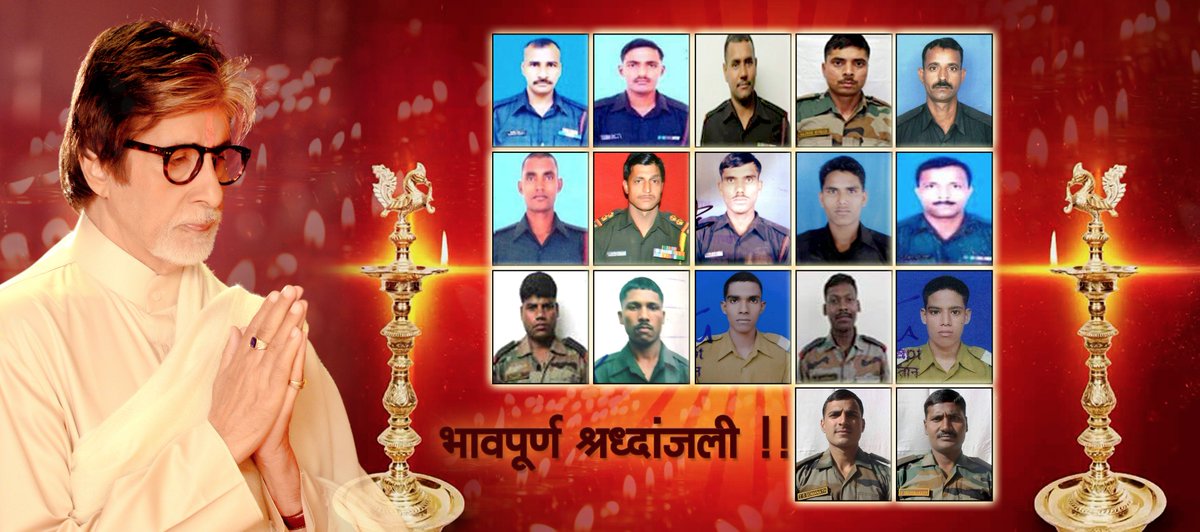 SrBachchan's tweet photo. T 2386 - A minute silence for our jawans before starting media and show PC .. our prayers for their families .. https://t.co/MIcxfO8zCL