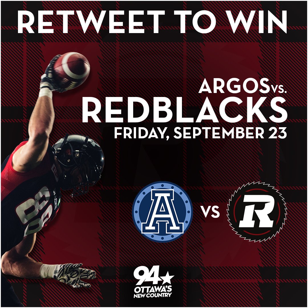 PureCountry94's tweet photo. We have your chance to see the @REDBLACKS take on the @TorontoArgos on Friday!! RETWEET TO WIN https://t.co/M4skXLfZt3